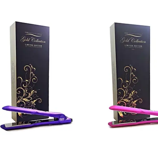 ISO Beauty Gold Collection Titanium Hair Straightener Flat Iron W/ Temp Control