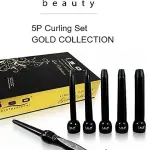 ISO Beauty 5P Curling Iron Wand Gold Col’ GIFT SET