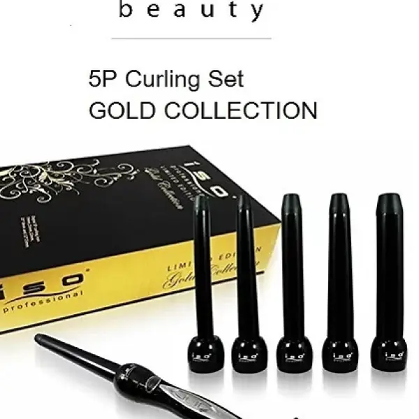 ISO Beauty 5P Curling Iron Wand Gold Col’ GIFT SET